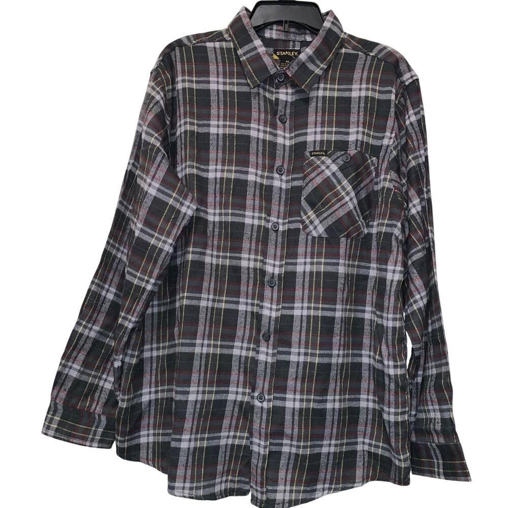 Stanley Workwear Flannel Shirt Men’s XL Gray Red Plaid Long Sleeve Casual